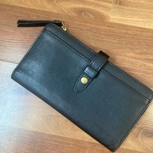 Fossil leather long wallet black